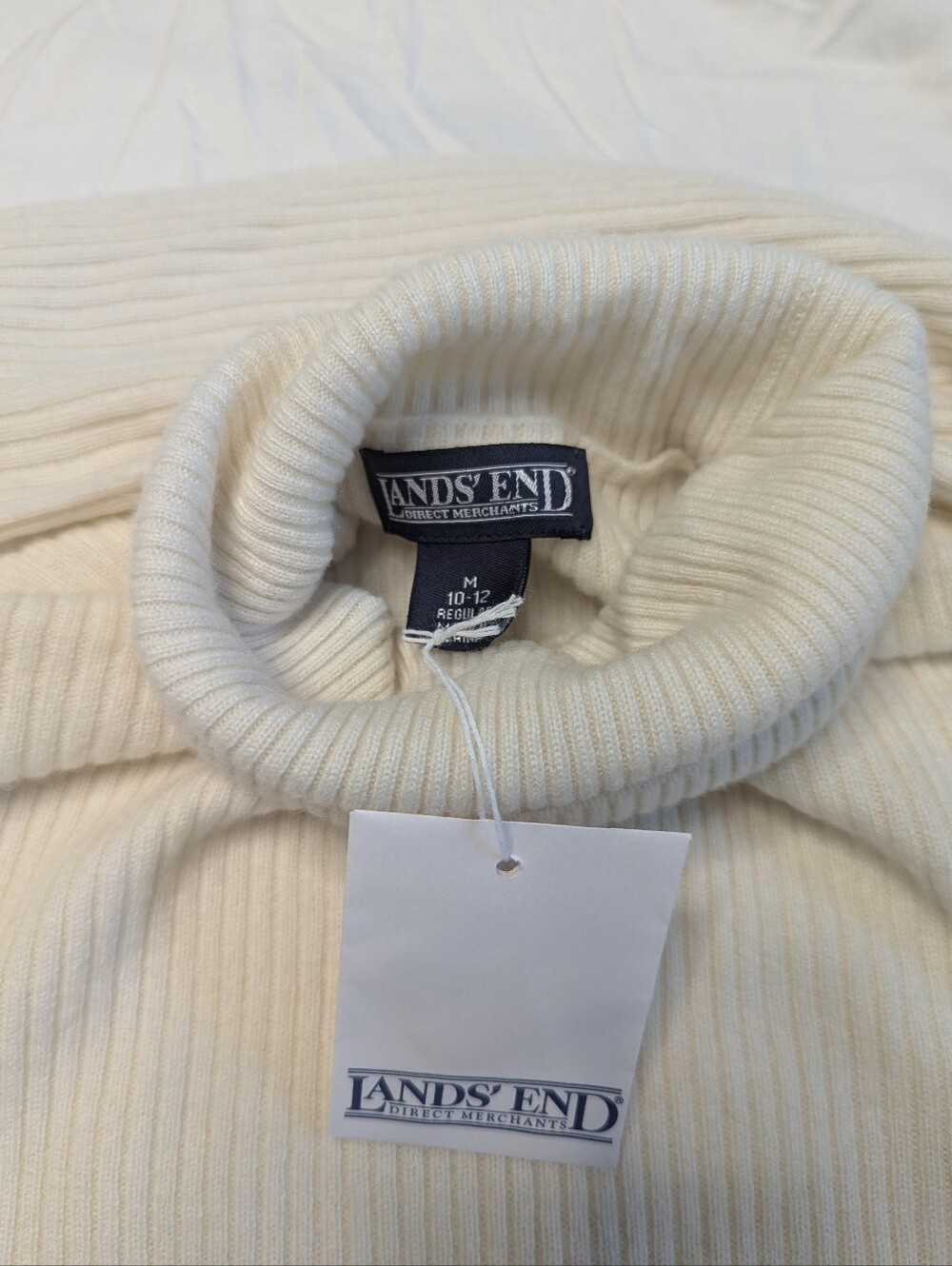 NWT Vintage Lands' End Ivory Cashmere Turtleneck M